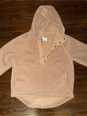SO Cozy Snap-Front Teddy Hoodie in Blush